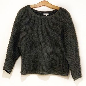 Joie Charcoal Chunky Cable Knit Cropped Sweater
